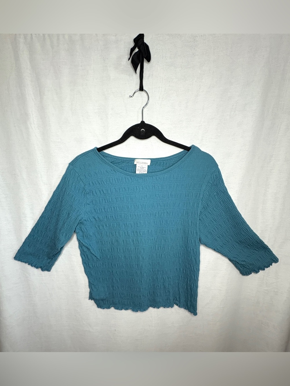 Bellessa Teal Crinkle Texture Crop Top Size L